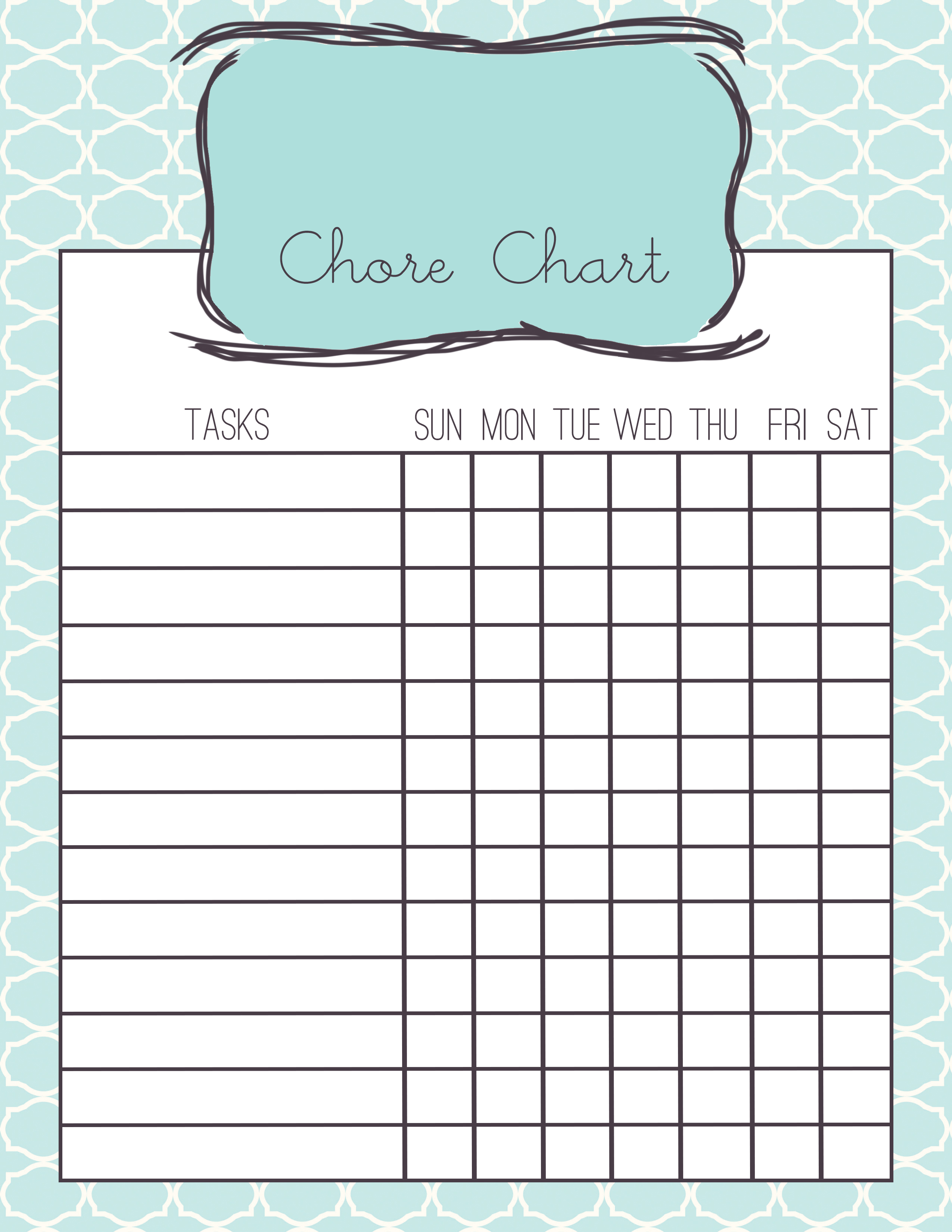 Chore Chart Printable Whimsy Hope